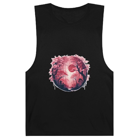Serene Sakura Under Crimson Sun Barnard Tanks