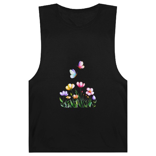 Colorful Flowers and Butterflies Design Barnard Tanks