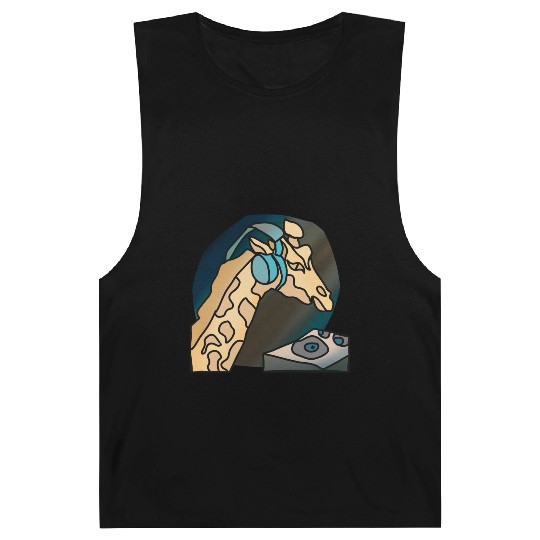 Street Retro Giraffe with Headphones | funny Barnard Tanks