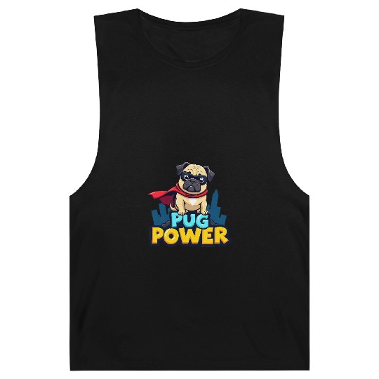 Pug Power Superhero Barnard Tanks