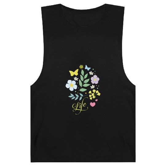 Beautiful Flowers Life Butterfly Spring soft color Barnard Tanks