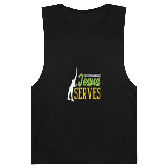 Tennis Jesus Serves Inspirational Design Barnard Tanks
