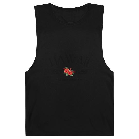 Vivid Hibiscus Floral Pattern Barnard Tanks