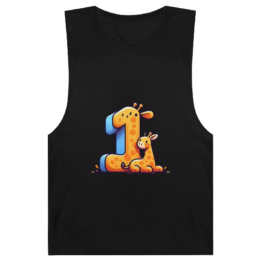 Cheerful Giraffe with Number 1 Design Barnard Tanks