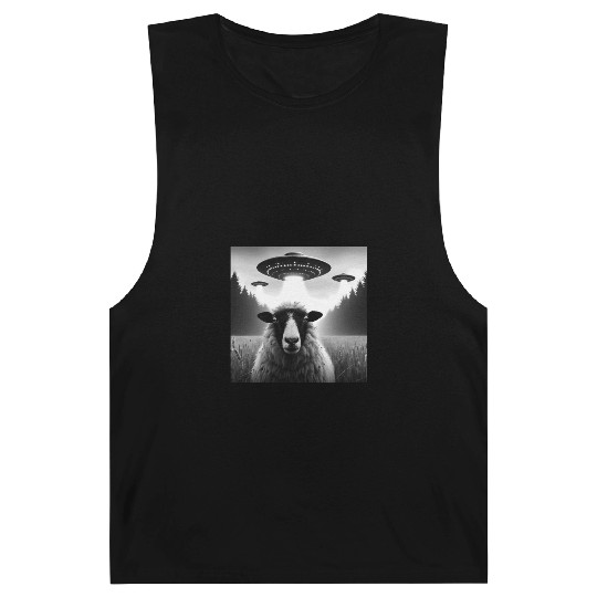 Sheep ram, lamb Funny Graphic Selfie with UFOs Wei Barnard Tanks