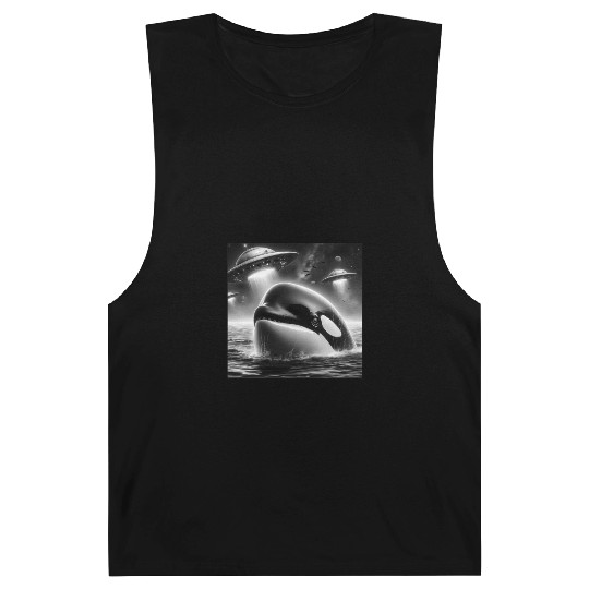 Killer whale Funny Graphic Selfie with UFOs Weird Barnard Tanks