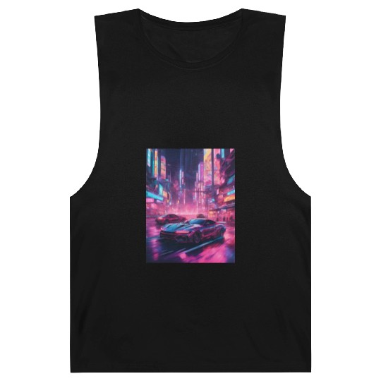 Street racers in downtown Tokyo Vaporwave Barnard Tanks