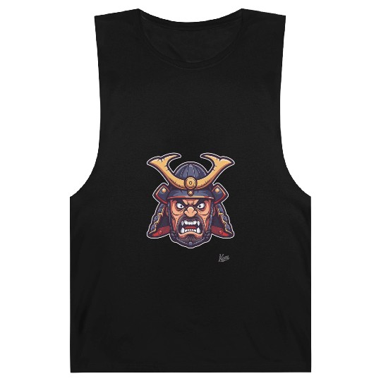 Angry Samurai Warrior Head Illustration Barnard Tanks