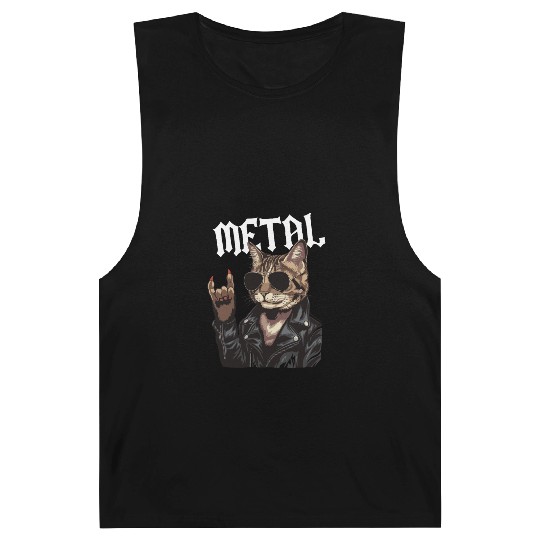 Heavy Metal Cat Rocker Death Metal Music Fan Gift Barnard Tanks