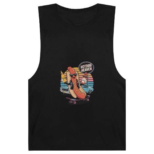 Funny Hot Dog Heaven Fast Food Skateboard Skater Barnard Tanks