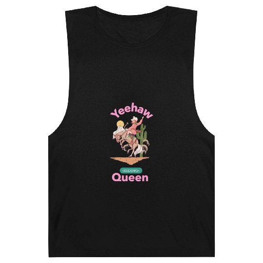 Yeehaw Queen, girl horse riding Barnard Tanks.