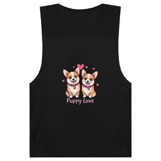 Valentines Day - Puppy Love Corgi dog Barnard Tanks