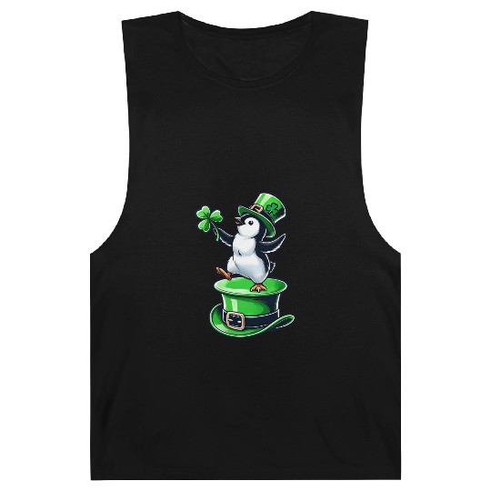 St. Patrick's Day Penguin top hat dancing clover Barnard Tanks