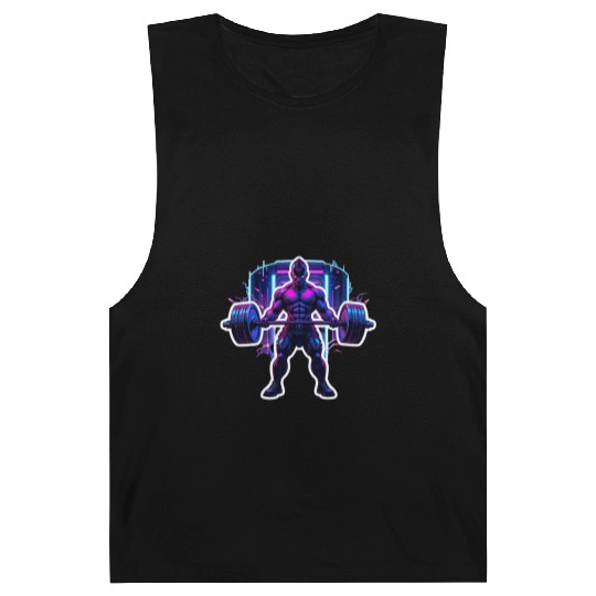 Cyberpunk Gym Warrior – Neon Powerlifting Barnard Tanks