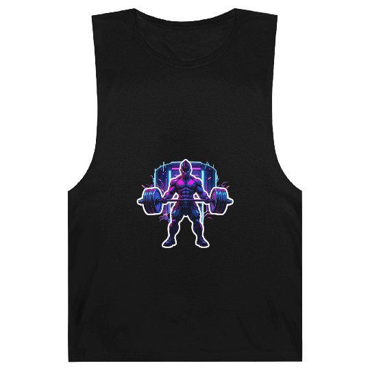 Cyberpunk Gym Warrior – Neon Powerlifting Barnard Tanks