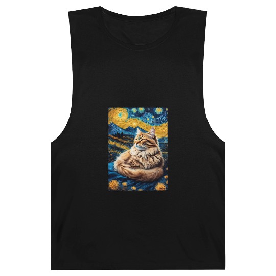 Cat painting red black cat Barnard Tanks