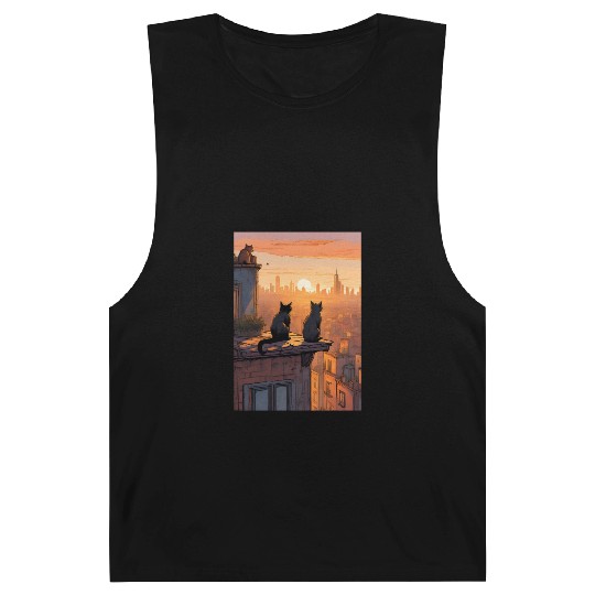 Cat painting red black cat Barnard Tanks