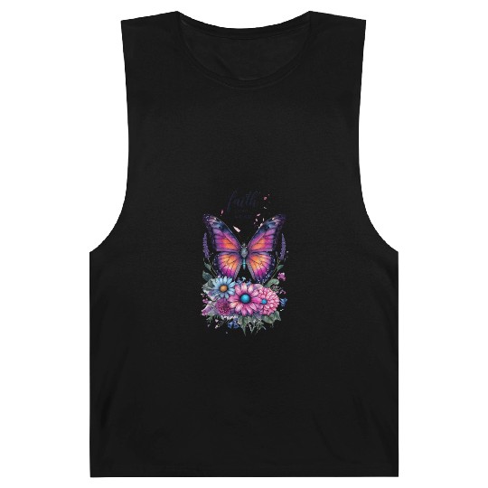 Butterfly with Flowers Art Faith Over Fear Barnard Tanks