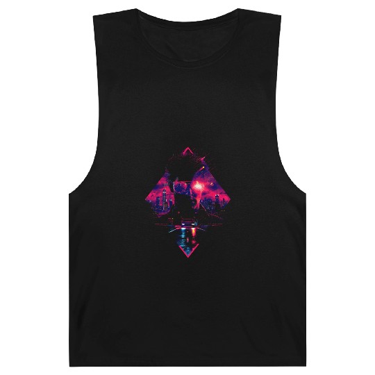 Synthwave Man Retro Car City Vaporwave 90s Barnard Tanks