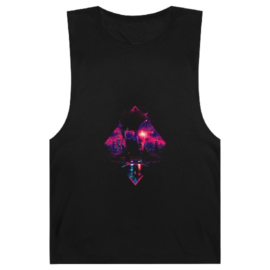 Synthwave Man Retro Car City Vaporwave 90s Barnard Tanks