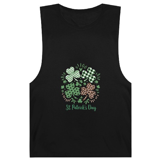 Plaid Leopard Print Shamrock St. Patrick's Day Barnard Tanks