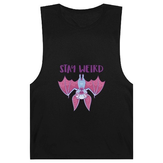 Stay Weird Quirky Albino Vampire Bat Cartoon Barnard Tanks