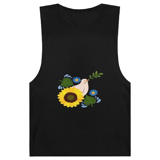 Peaceful Bloom - Dove and Sunflower Harmony Barnard Tanks