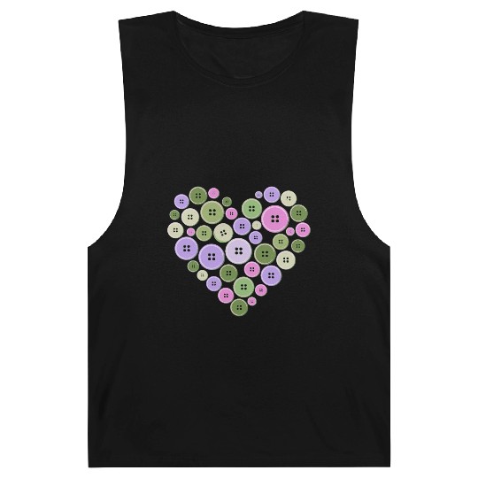 Pastel Pink Green Purple Button Heart Barnard Tanks