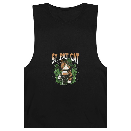 Funny St. Patricks Day Drinking Cat Barnard Tanks