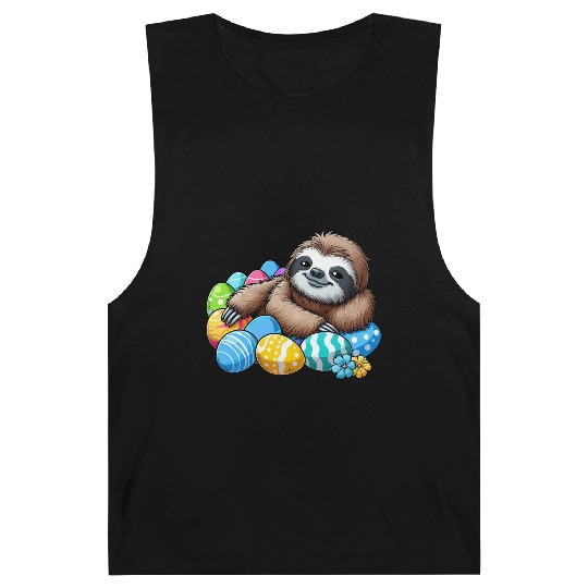 Cute Sloth Easter Egg Cartoon Chilling Barnard Tanks