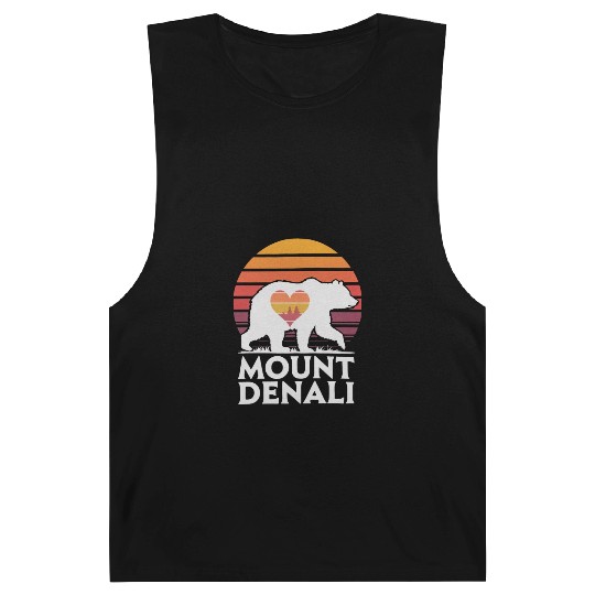 Retro Mount Denali Bear Sunset Art Barnard Tanks