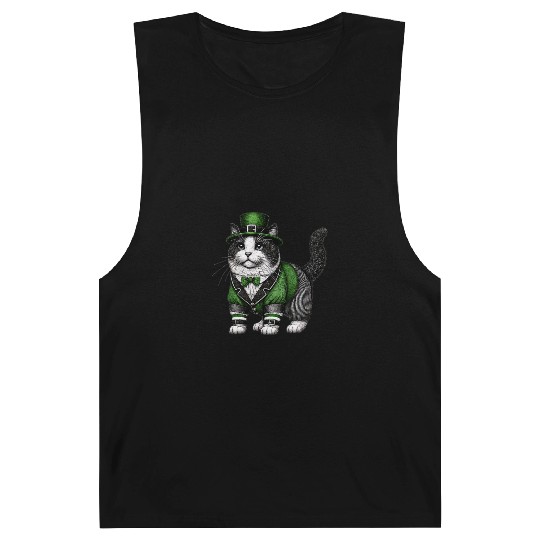 Lucky Cat in Green - St. Patrick’s Day Barnard Tanks