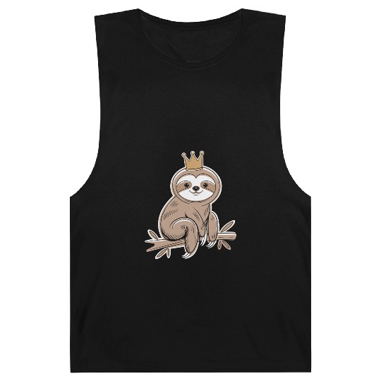 Cute Sloth with Royal Crown Relaxing on Branch Barnard Tanks