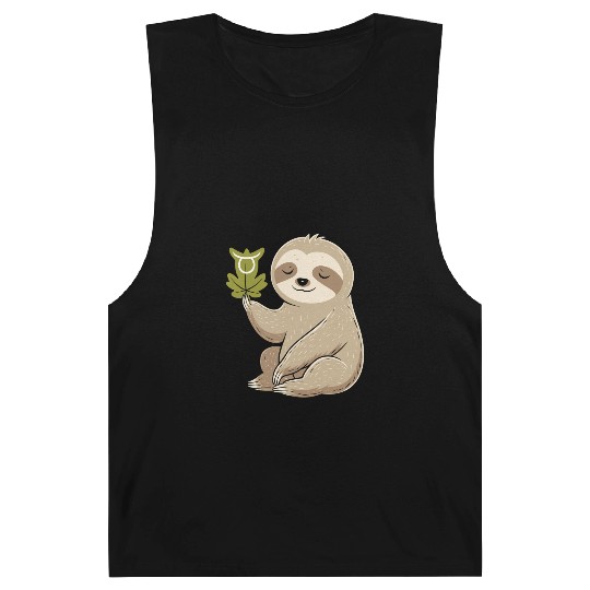 Taurus Zodiac Sloth with Leaf Symbol Serenity Barnard Tanks