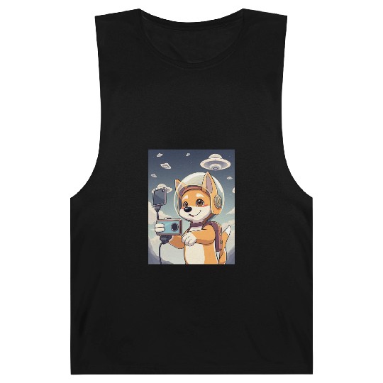 Funny Dog Rescue Anime Selfie with UFOs Weird Barnard Tanks