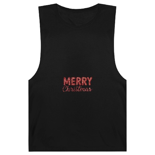 Merry Christmas Sequin Red Sparkle Design Xmas Barnard Tanks