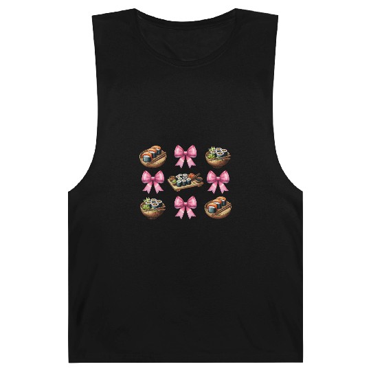 Coquette Bow Sushi Japanese Food Pink Ribbon Mom Barnard Tanks