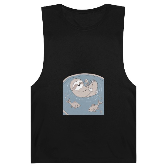 Relaxing Pisces Zodiac Sloth Embracing Serenity Barnard Tanks
