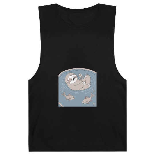 Relaxing Pisces Zodiac Sloth Embracing Serenity Barnard Tanks
