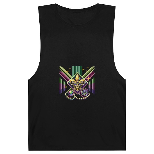 Mardi Gras Retro Synthwave Mask Neon Vibes Barnard Tanks
