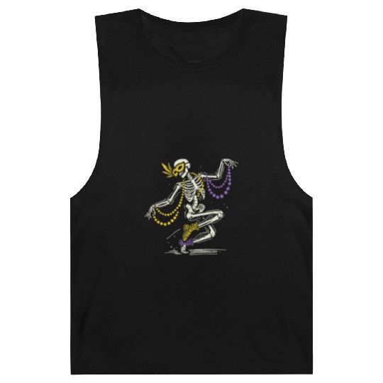Mardi Gras Skeleton Dance Beads Mask Fun Barnard Tanks