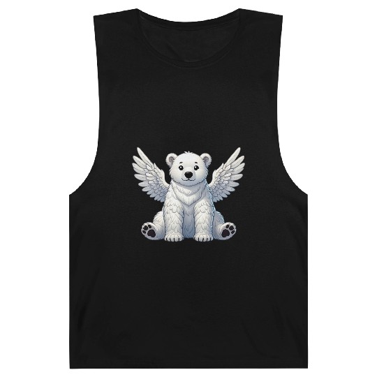 Cute Polar Bear Angel Cartoon Animal Illustration Barnard Tanks