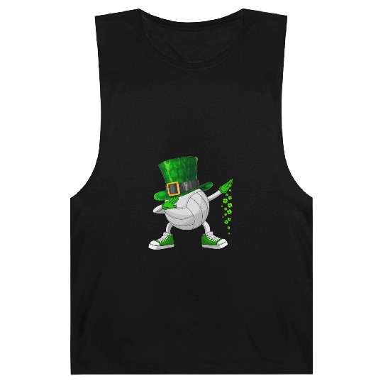 Funny Dabbing Shamrock Volleyball St Patrick's Day Barnard Tanks