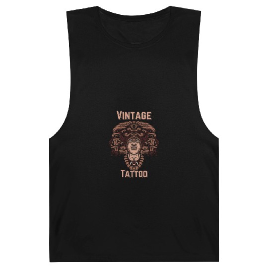 Vintage Tattoo Art – Aztec Warrior Design Barnard Tanks