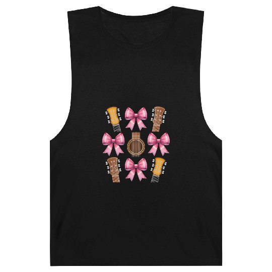 Coquette Bow Guitar Mom Guitarist Mothers Day Pink Barnard Tanks