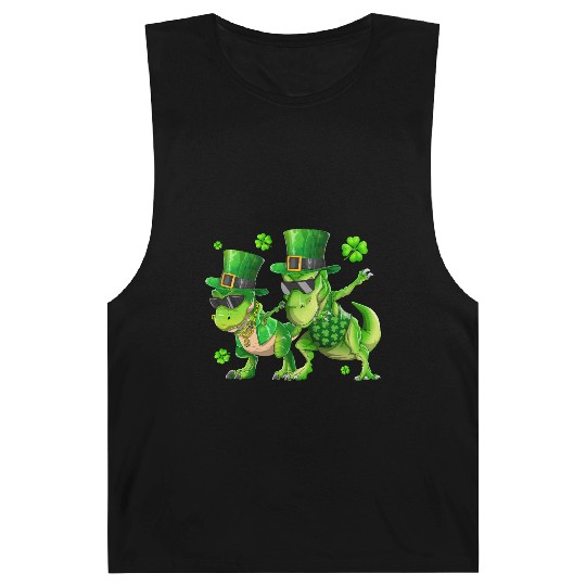 Happy St Patricks Day Dinosaur T-rex Dabbing Barnard Tanks