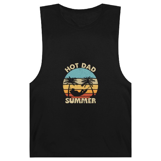 Hot Dad Summer Vintage Retro Sunset Barnard Tanks