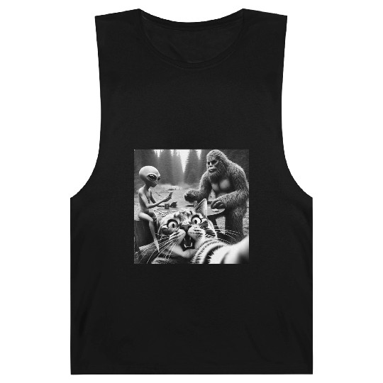 Sasquatch Bigfoot Alien Surprised Scared Cat Selfi Barnard Tanks