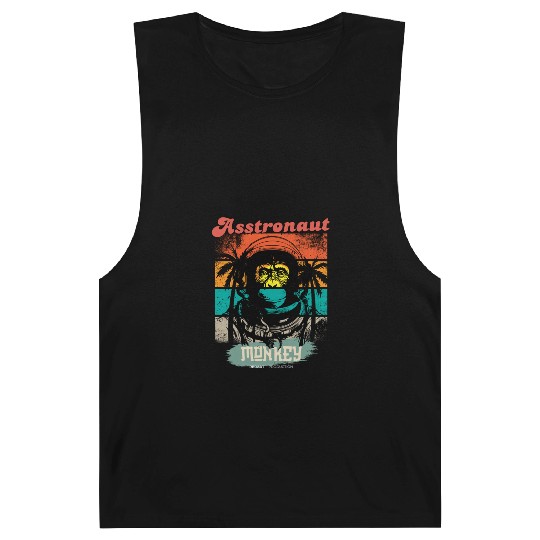 Asstronaut Monkey - Retro Tropical Space Art Desig Barnard Tanks