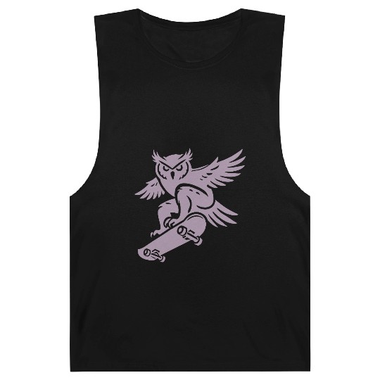Snow Owl Skateboard Silhouette Minimalist Style Barnard Tanks